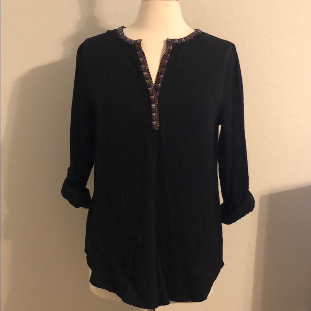 Cute Black Tunic with Multi-Colored Trim Detail